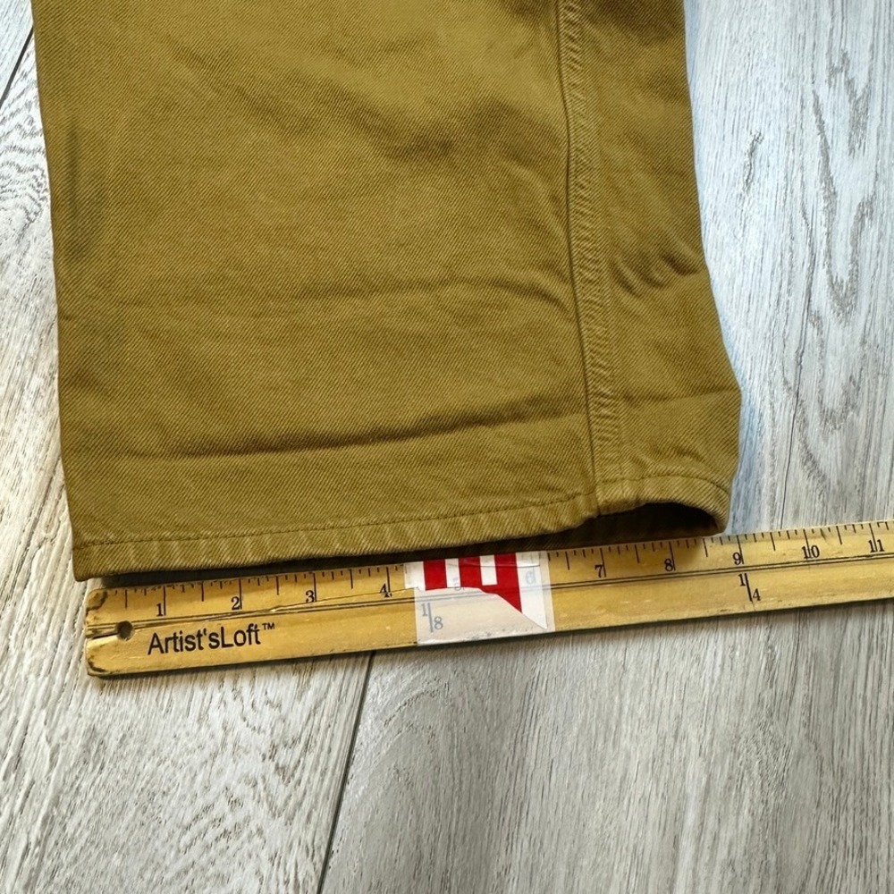 Uniqlo Denim Pleated Trousers Womens 29x30 Mustard Yellow Pants Baggy Loose - Picture 6 of 10